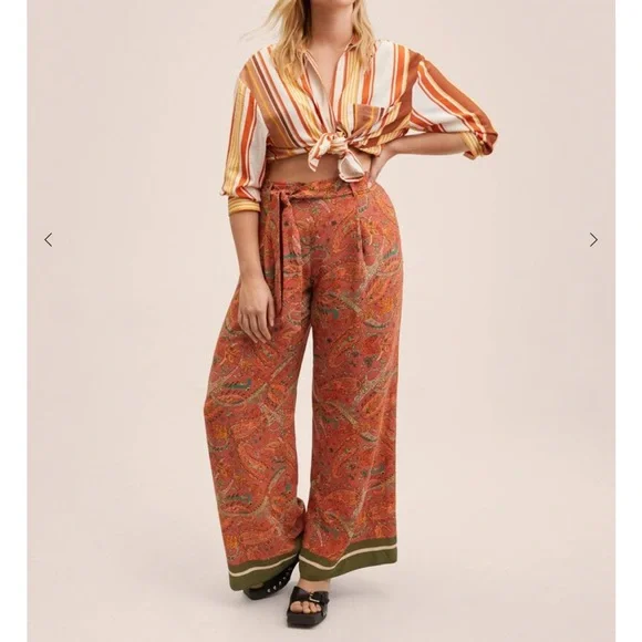 Mango Paisley Print Pants NWT - Picture 2 of 4